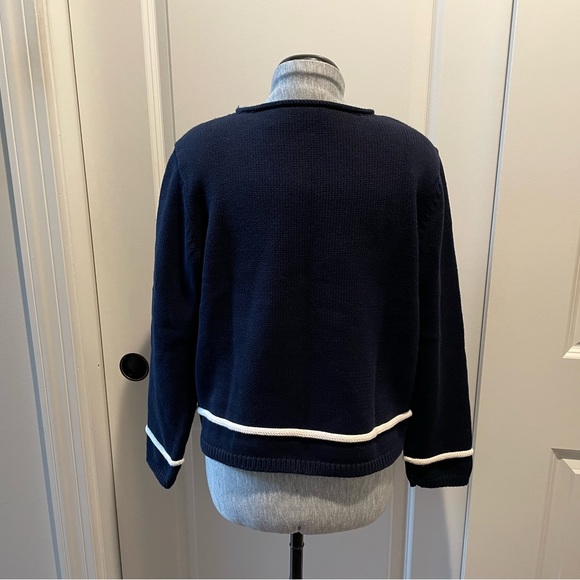 Vintage Liz Claiborne Navy Blue Anchor Sweater - Picture 3 of 14